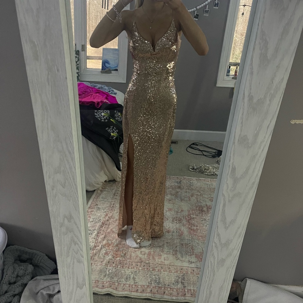 Rose Gold/ Gold Sequin Evening Gown